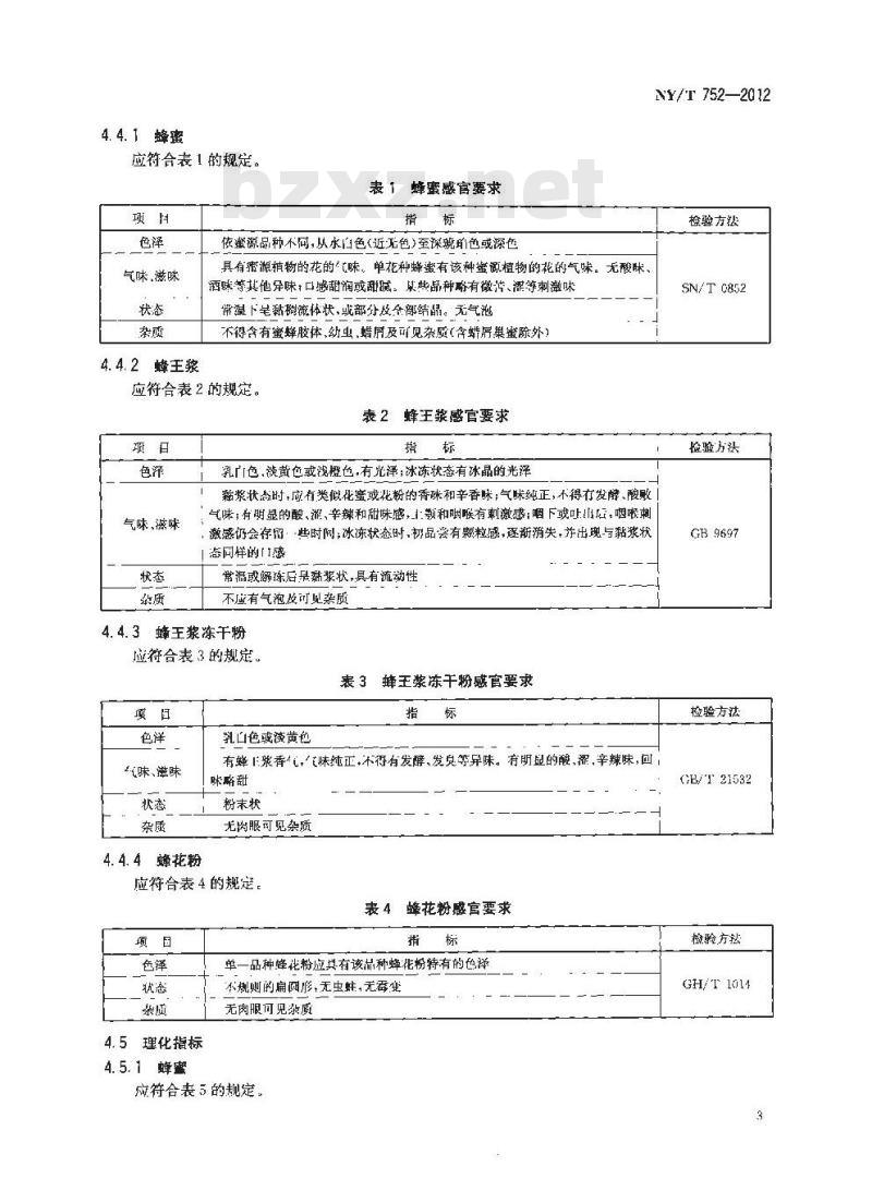 NY/T 752-2012 绿色食品 蜂产品