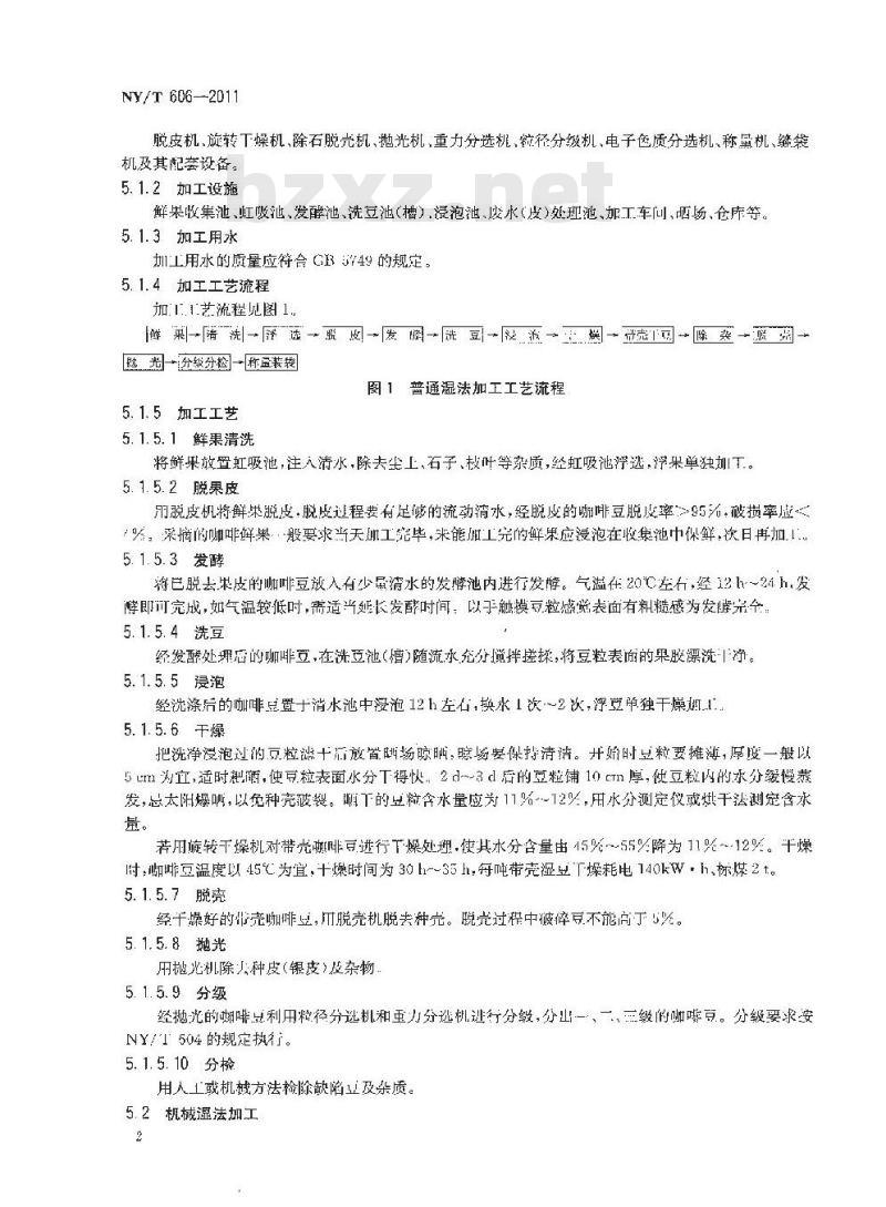 NY/T 606-2011 小粒种咖啡初加工技术规范