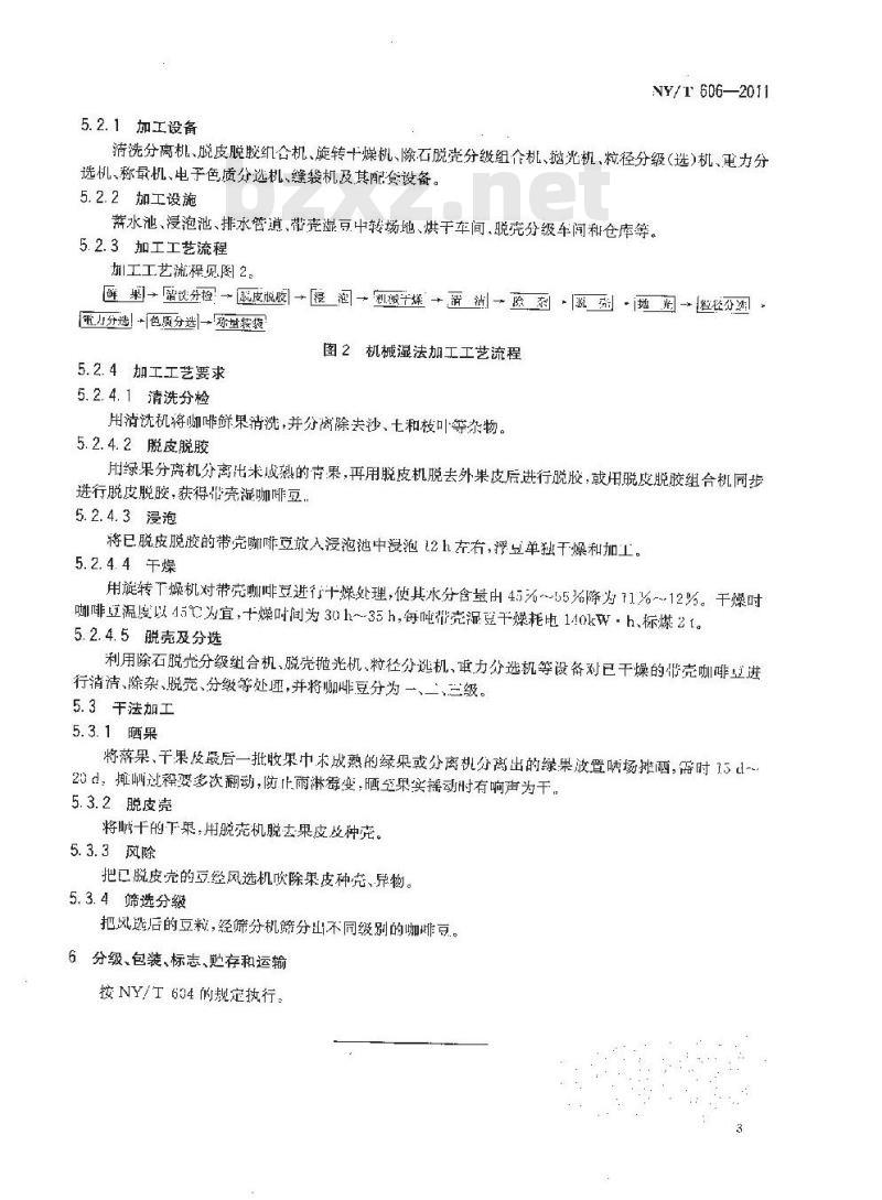 NY/T 606-2011 小粒种咖啡初加工技术规范