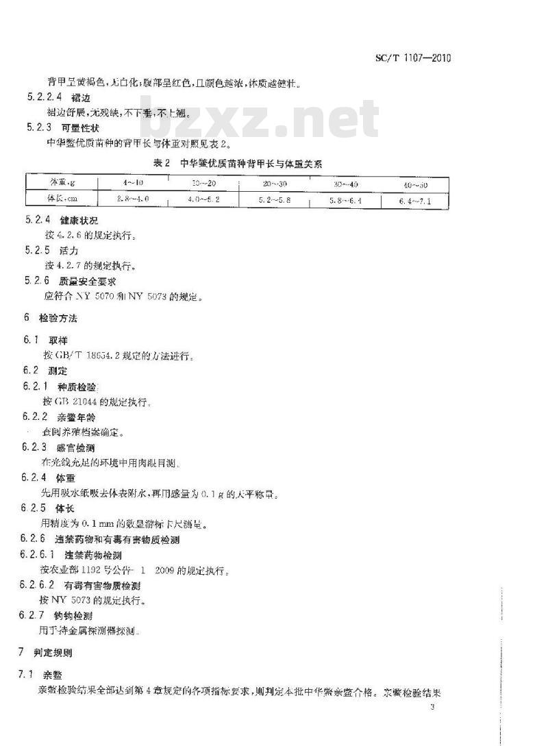 SC/T 1107-2010 中华鳖亲鳖和苗种