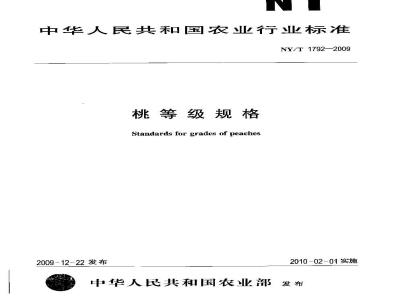 NY/T 1792-2009 桃等级规格