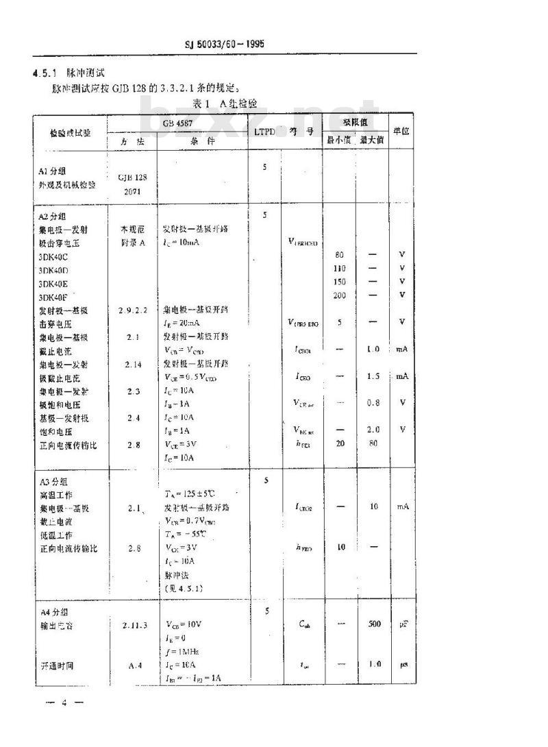 SJ 50033.60-1995 半导体分立器件 3DK40型功率开关晶体管详细规范