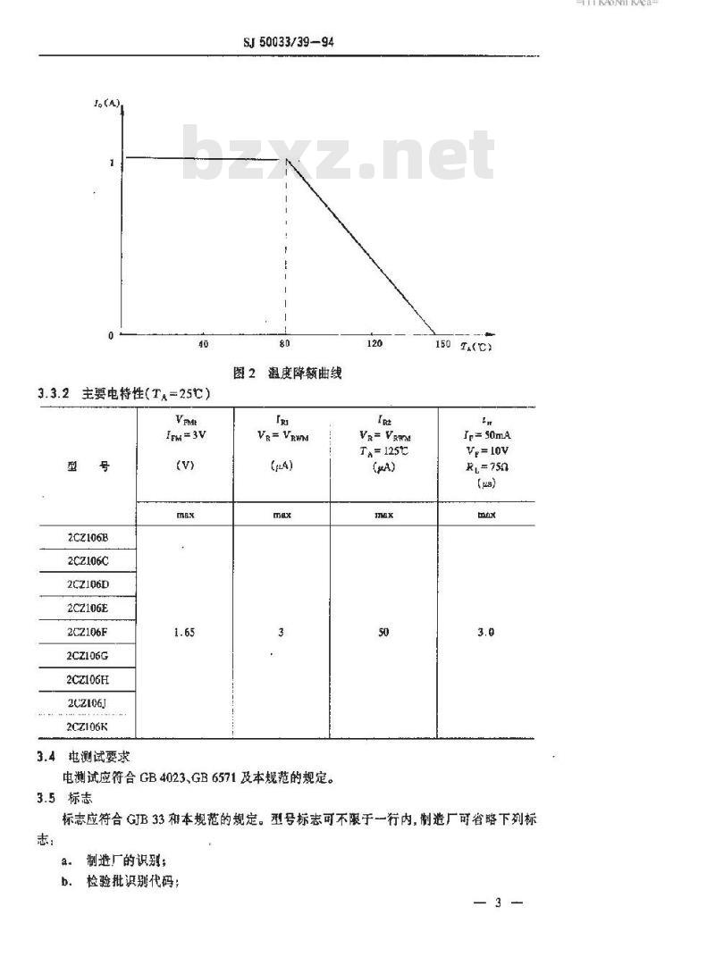 SJ 50033.39-1994 半导体分立器件 2CZ106型硅开关整流二极管详细规范
