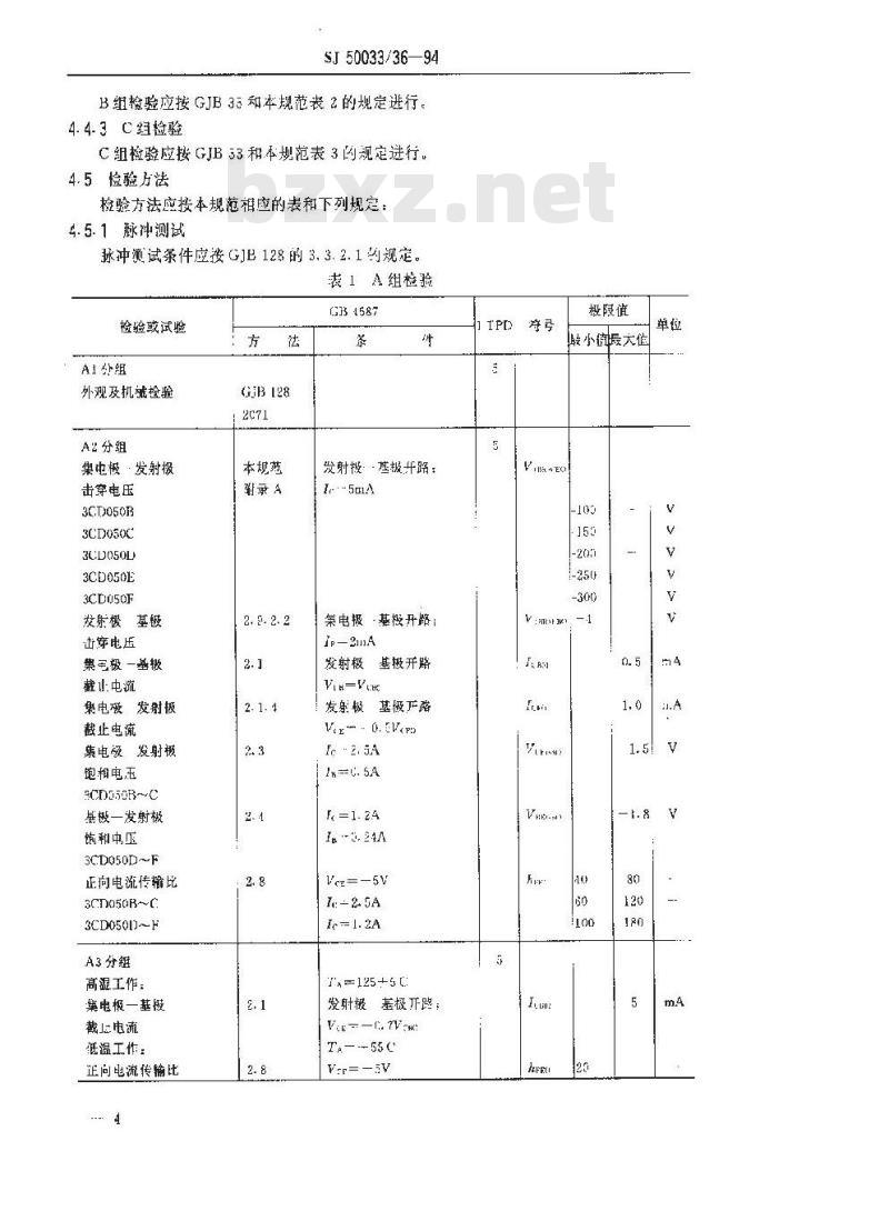 SJ 50033.36-1994 半导体分立器件 3CD050型功率晶体管详细规范