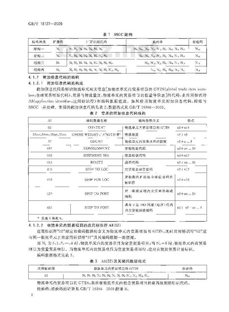 GB/T 18127-2009 商品条码 物流单元编码与条码表示
