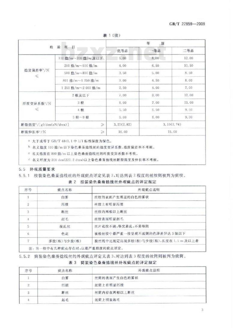 GB/T 22859-2009 染色桑蚕捻线丝