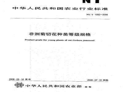 NY/T 1592-2008 非洲菊切花种苗等级规格