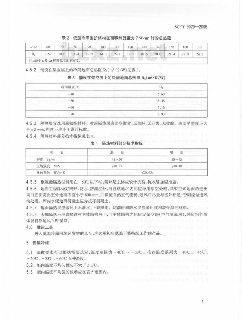SC/T 9020-2006 水产品低温冷藏设备和低温运输设备技术条件