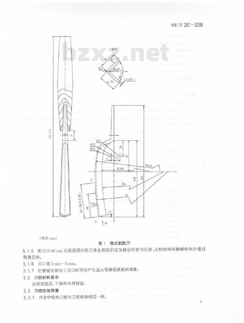 NY/T 267-2006 推式割胶刀