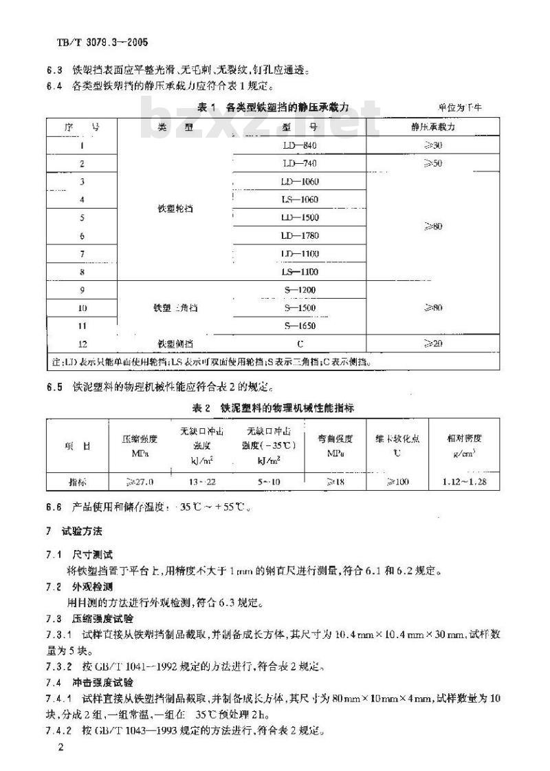 TB/T 3079.3-2005 装载加固材料和装置 第3部分:铁泥塑料挡