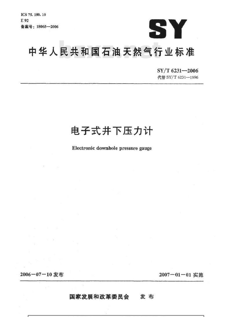 SY/T 6231-2006 电子式井下压力计