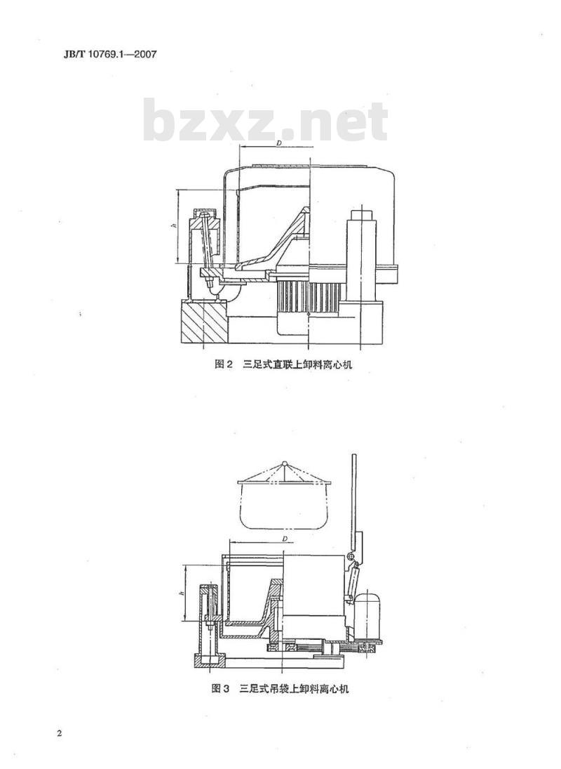 JB/T 10769.1-2007 三足式及平板式离心机 第1部分：型式和基本参数