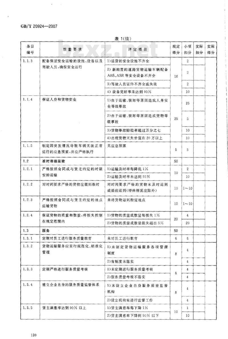 GB/T 20924-2007 道路货物运输服务质量评定