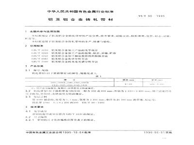 YS/T 90-1995 铝及铝合金铸轧带材