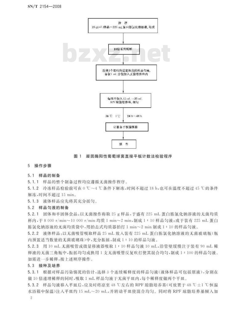 SN/T 2154-2008 进出口食品中凝固酶阳性葡萄球菌检测方法 兔血浆纤维蛋白原琼脂培养基技术