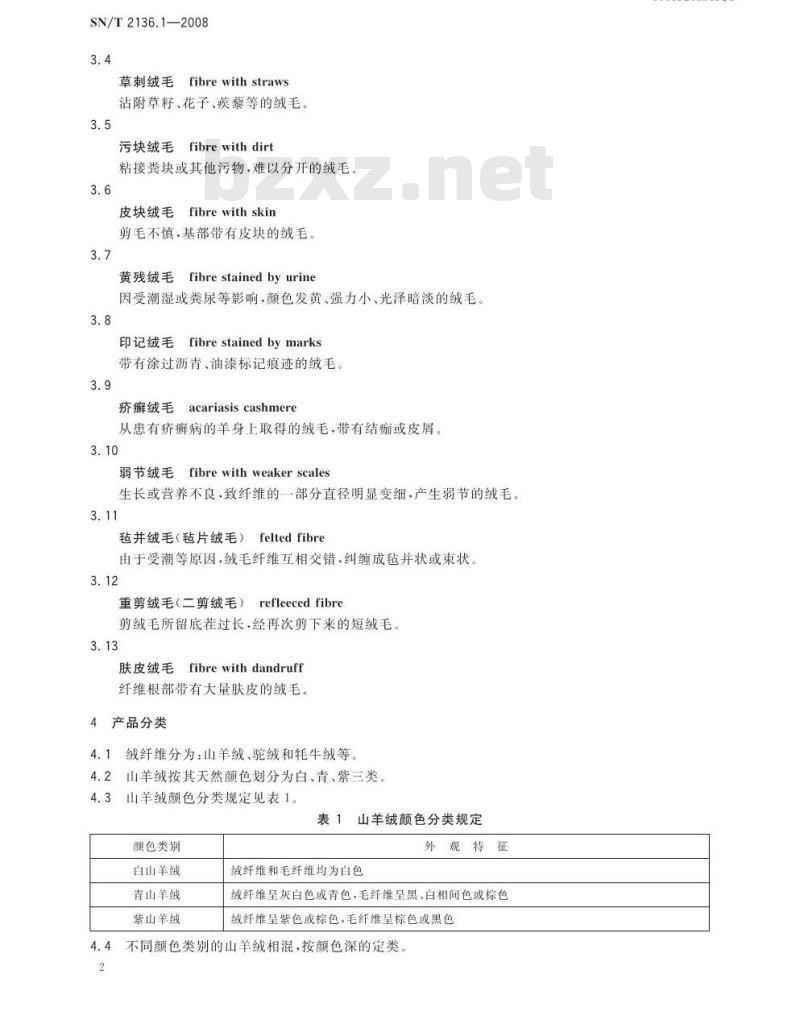 SN/T 2136.1-2008 进出口纺织原料检验规程 动物纤维 第1部分：绒类