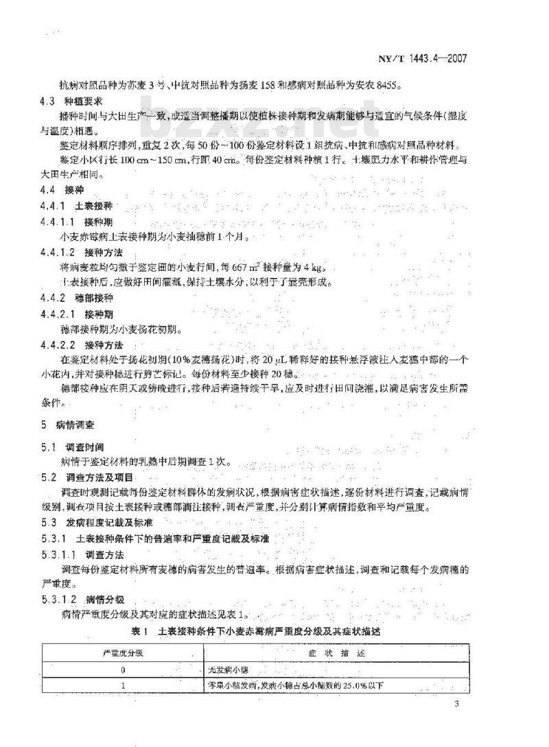 NY/T 1443.4-2007 小麦抗病虫性评价技术规范 第4部分:小麦抗赤霉病评价技术规范