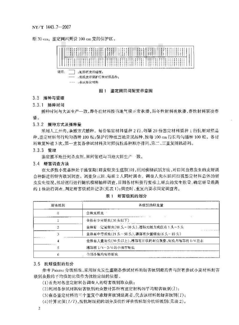 NY/T 1443.7-2007 小麦抗病虫性评价技术规范 第7部分:小麦抗蚜虫评价技术技术规范