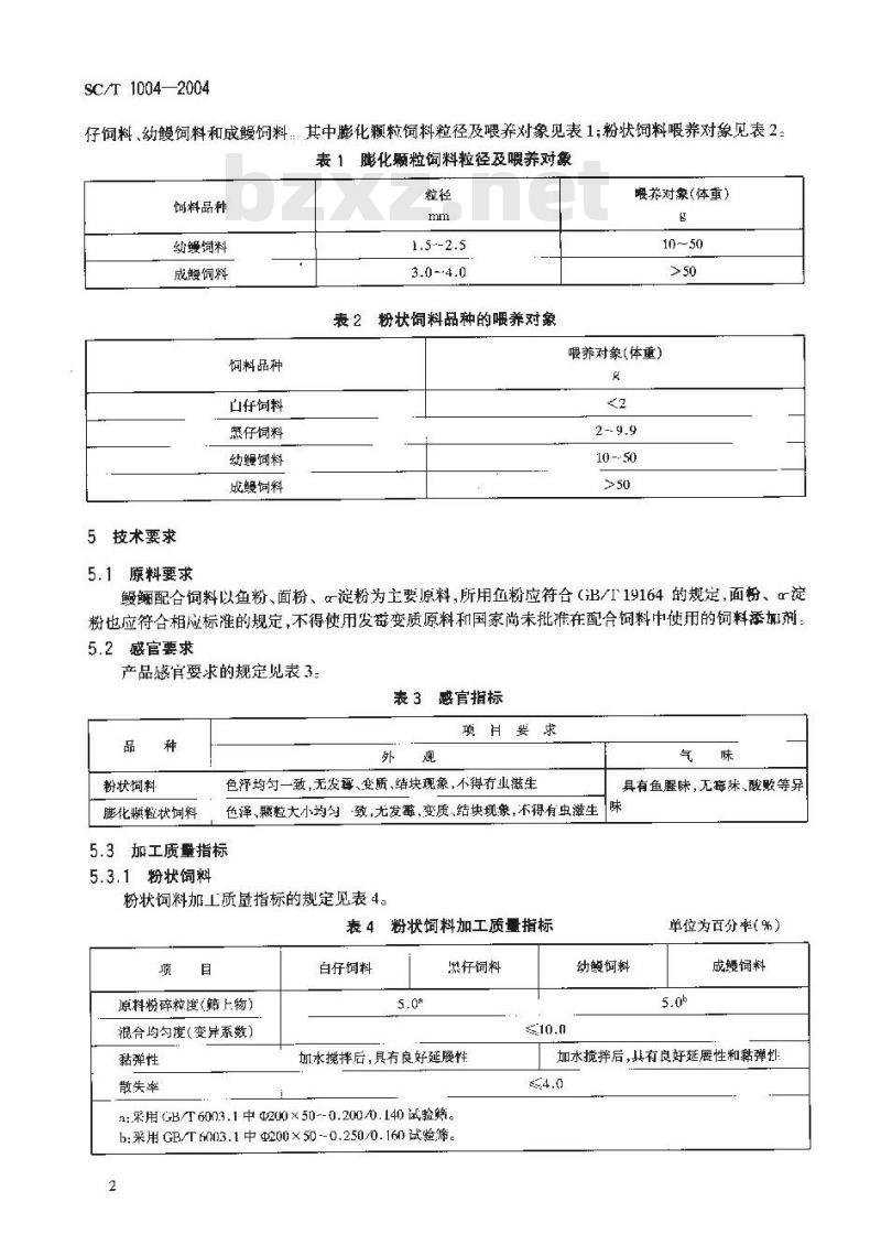 SC/T 1004-2004 鳗鲡配合饲料