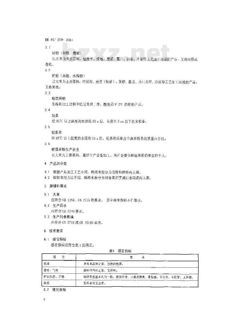 DB45/319-2007 鲜湿米粉质量安全要求