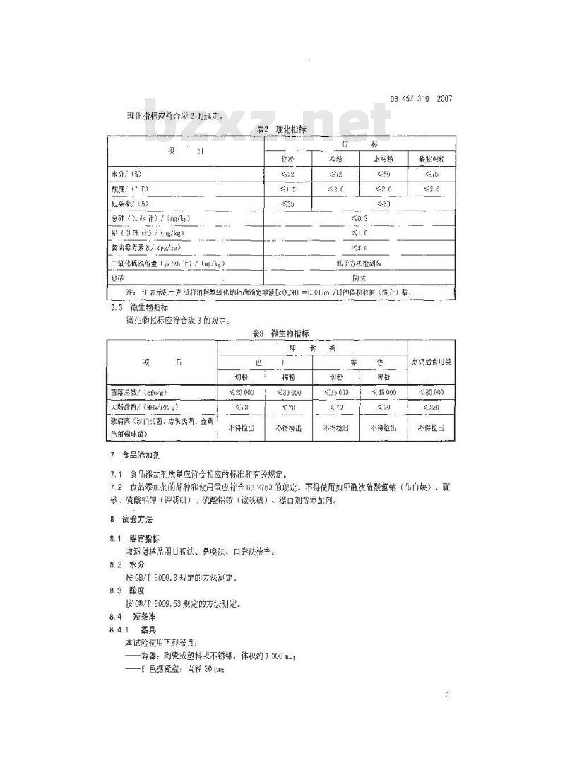 DB45/319-2007 鲜湿米粉质量安全要求