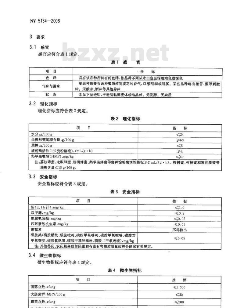 NY 5134-2008 无公害食品 蜂蜜