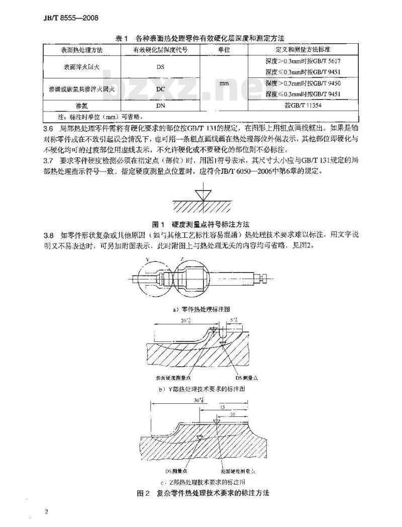 JB/T 8555-2008 热处理技术要求在零件图样上的表示方法