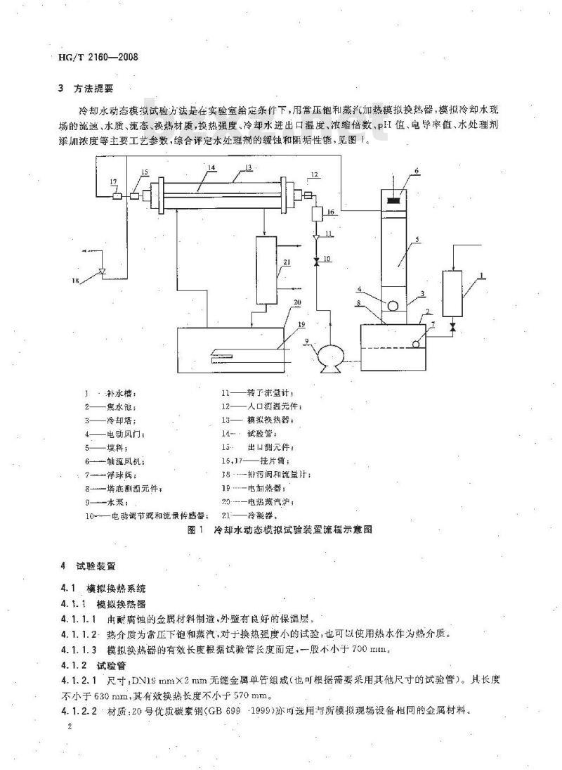 HG/T 2160-2008 冷却水动态模拟试验方法 HG/T 2160-2008 冷却水动态模拟试验方法