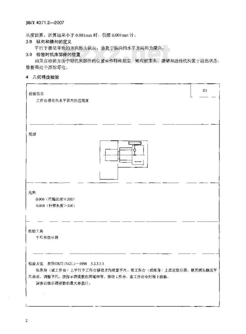 JB/T 4071.2-2007 轴承套圈磨床 第2部分：内表面磨床 精度检验