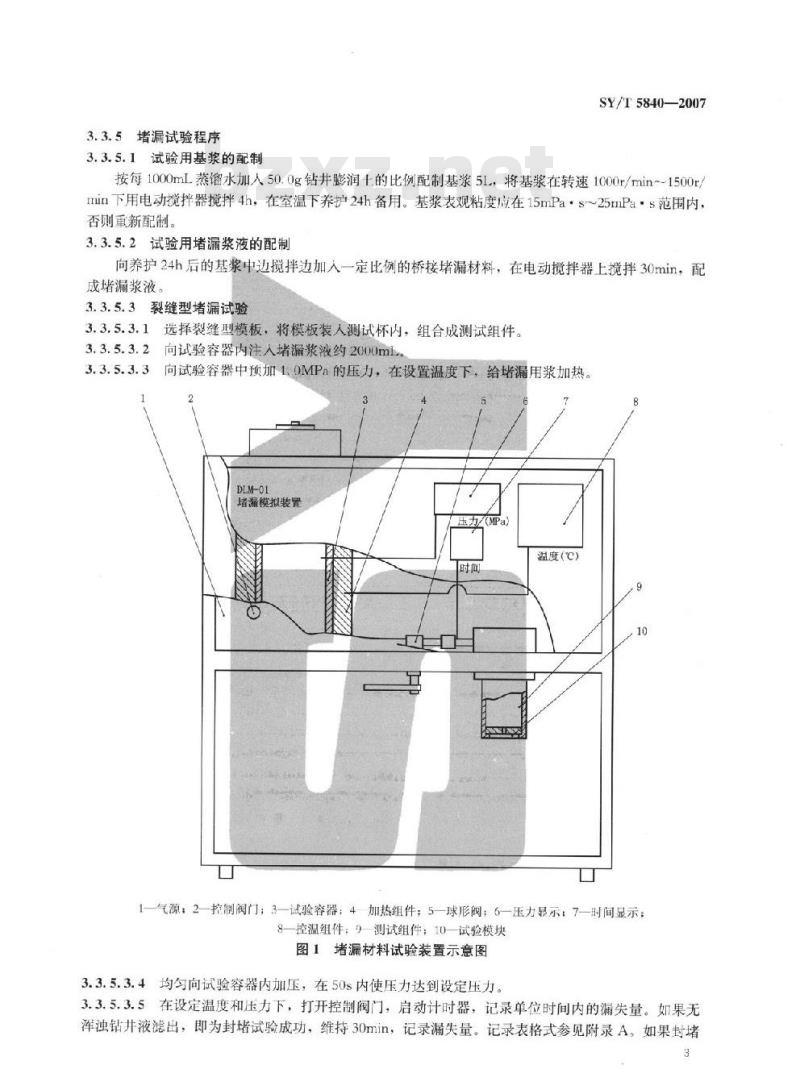 SY/T 5840-2007 钻井液用桥接堵漏材料室内试验方法