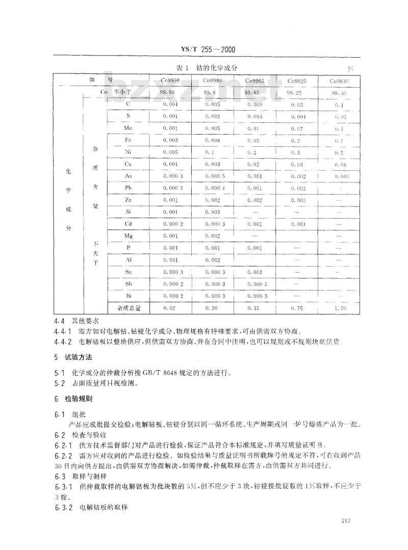 YS/T 255-2000 钴