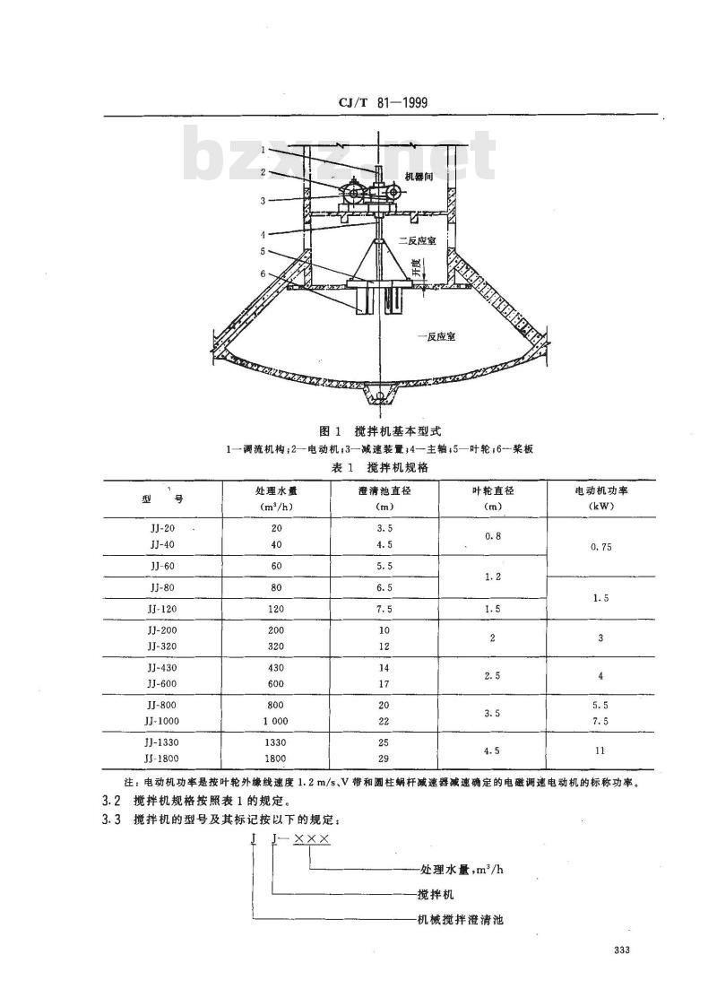 CJ/T 81-1999 机械搅拌澄清池搅拌机