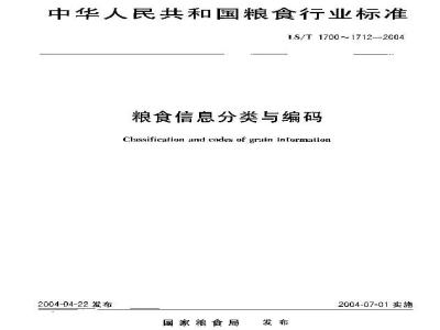 LS/T 1704.2-2004 粮食信息分类与编码 粮食检验 第2部分：质量标准分类与代码