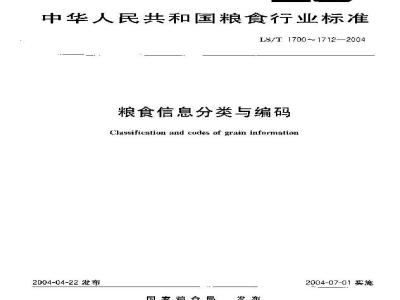 LS/T 1702-2004 粮食信息分类与编码 粮食属性分类与代码
