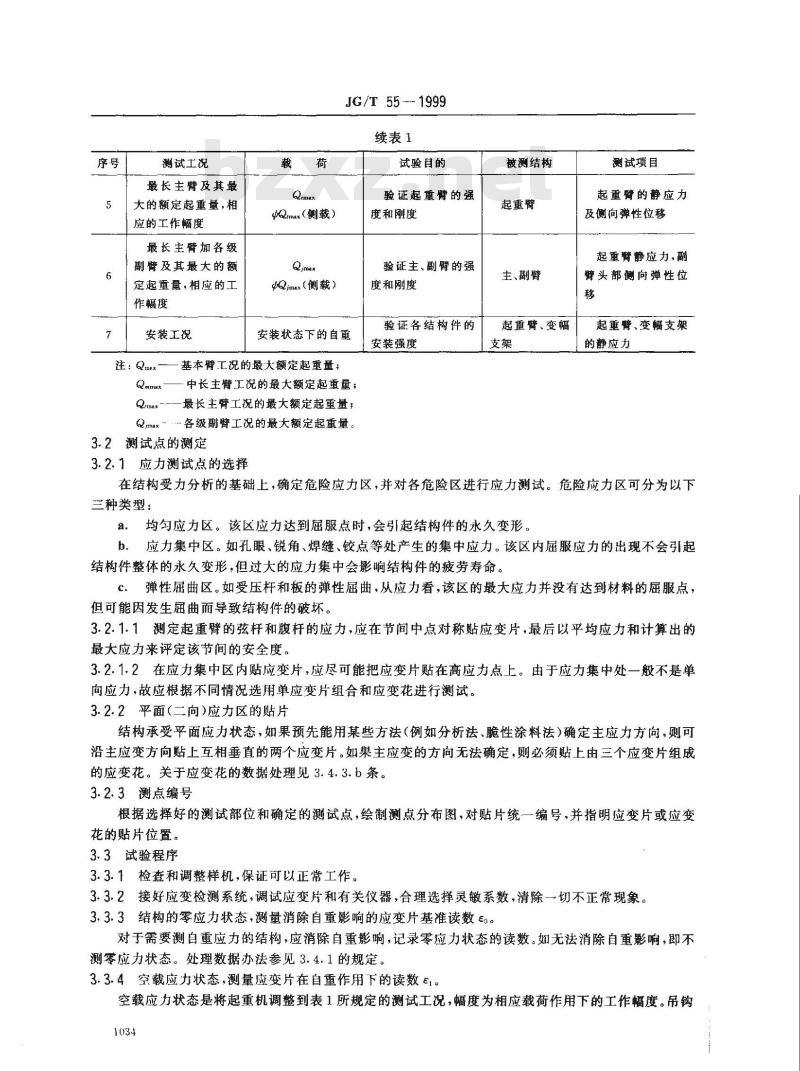 JG/T 55-1999 履带起重机结构试验方法