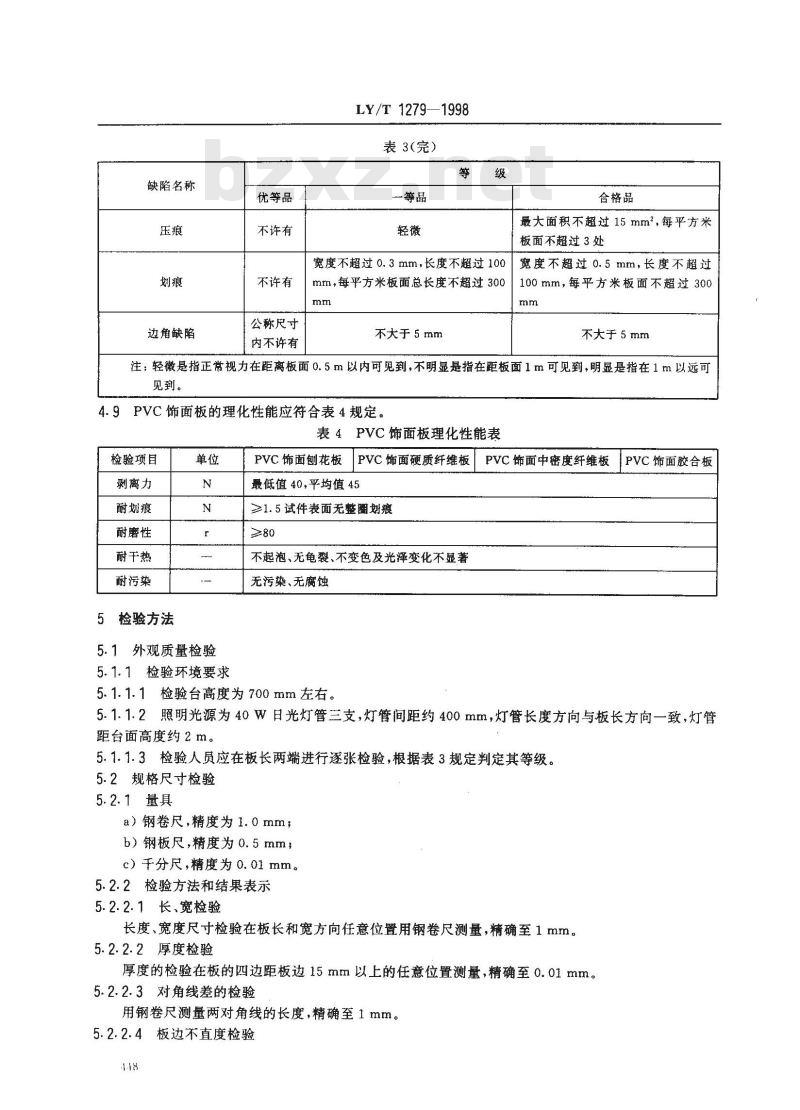 LY/T 1279-1998 聚氯乙烯薄膜饰面人造板