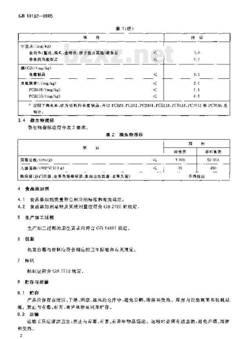 GB 10132-2005 鱼糜制品卫生标准