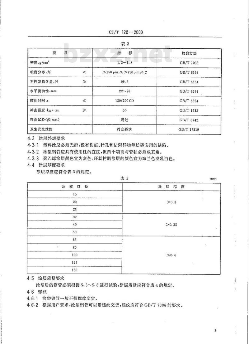 CJ/T 120-2000 给水涂塑复合钢管