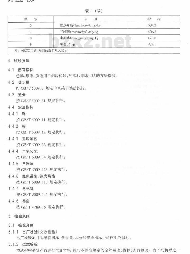 NY 5232-2004 无公害食品竹笋干