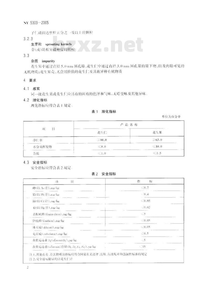 NY 5303-2005 无公害食品花生