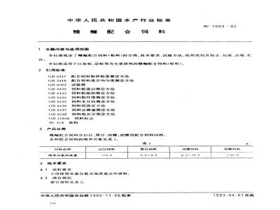 SC 1004-1992 鳗鲡配合饲料