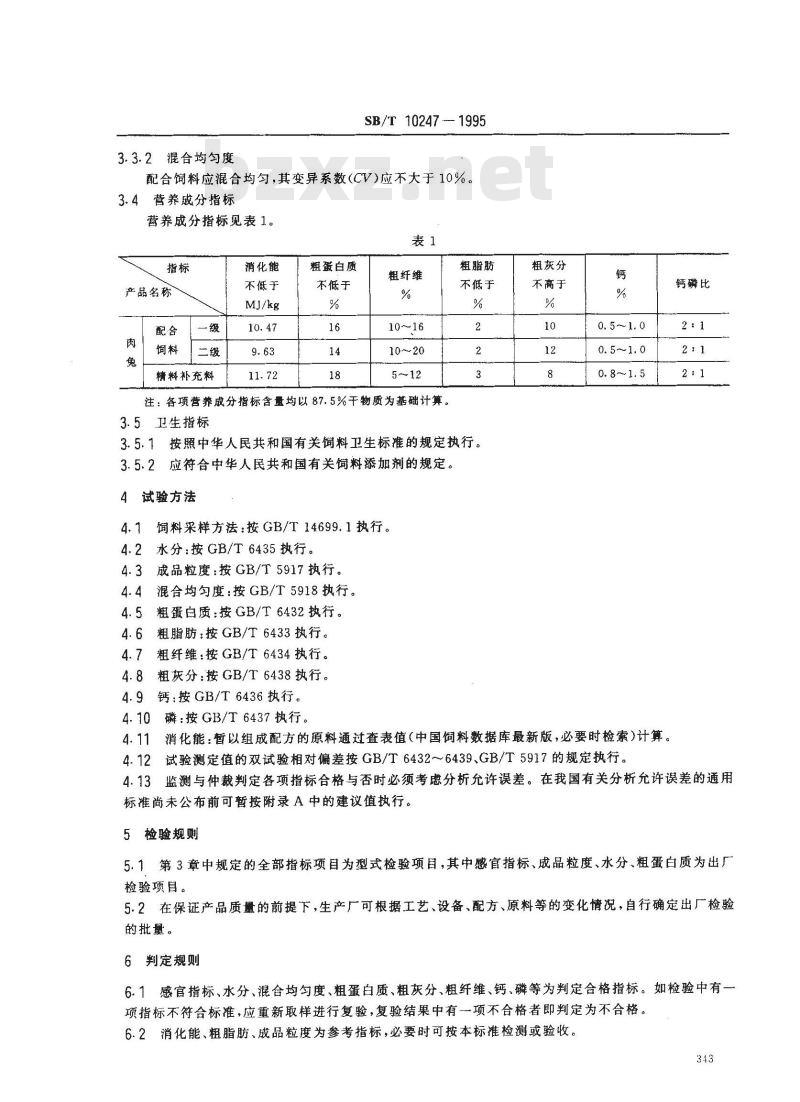 SB/T 10247-1995 肉兔配合饲料