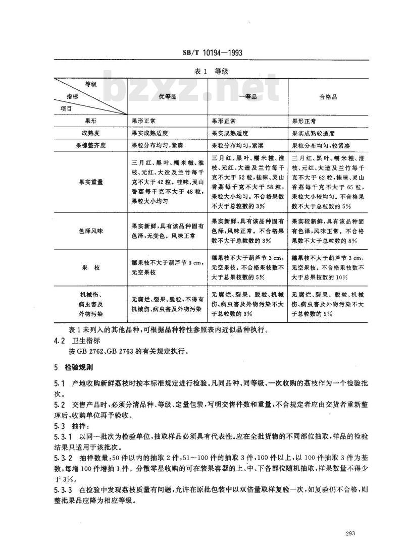 SB/T 10194-1993 鲜荔枝