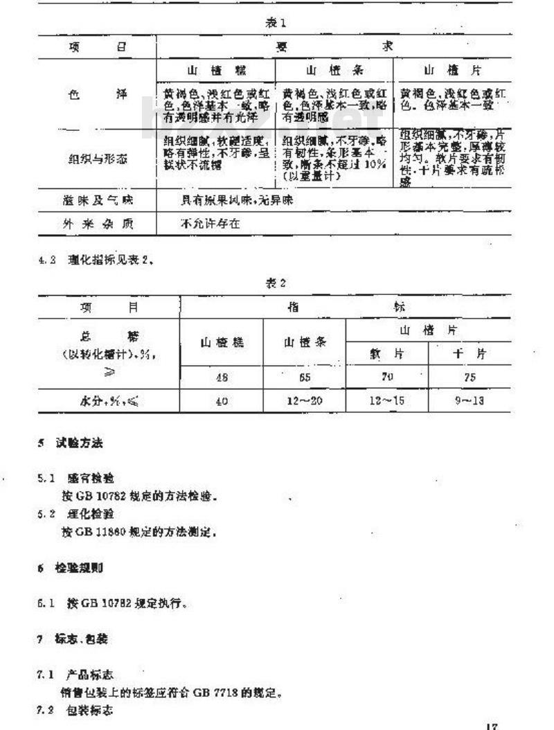 SB/T 10057-1992 山楂糕、条、片