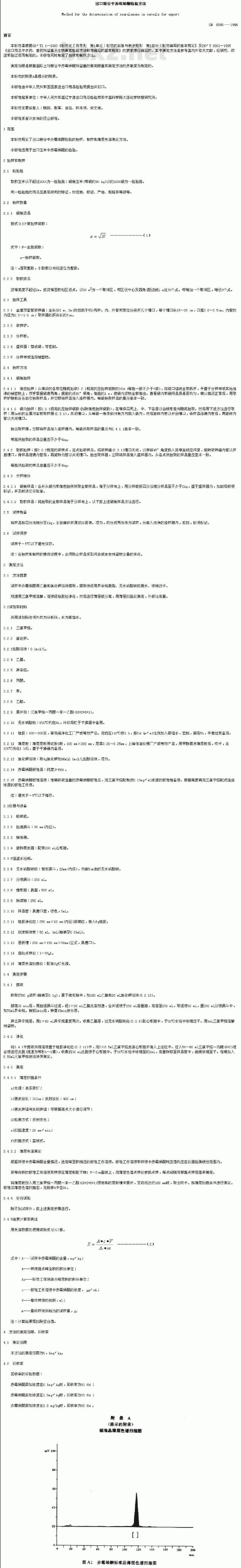 SN 0595-1996 出口粮谷中赤霉烯酮检验方法