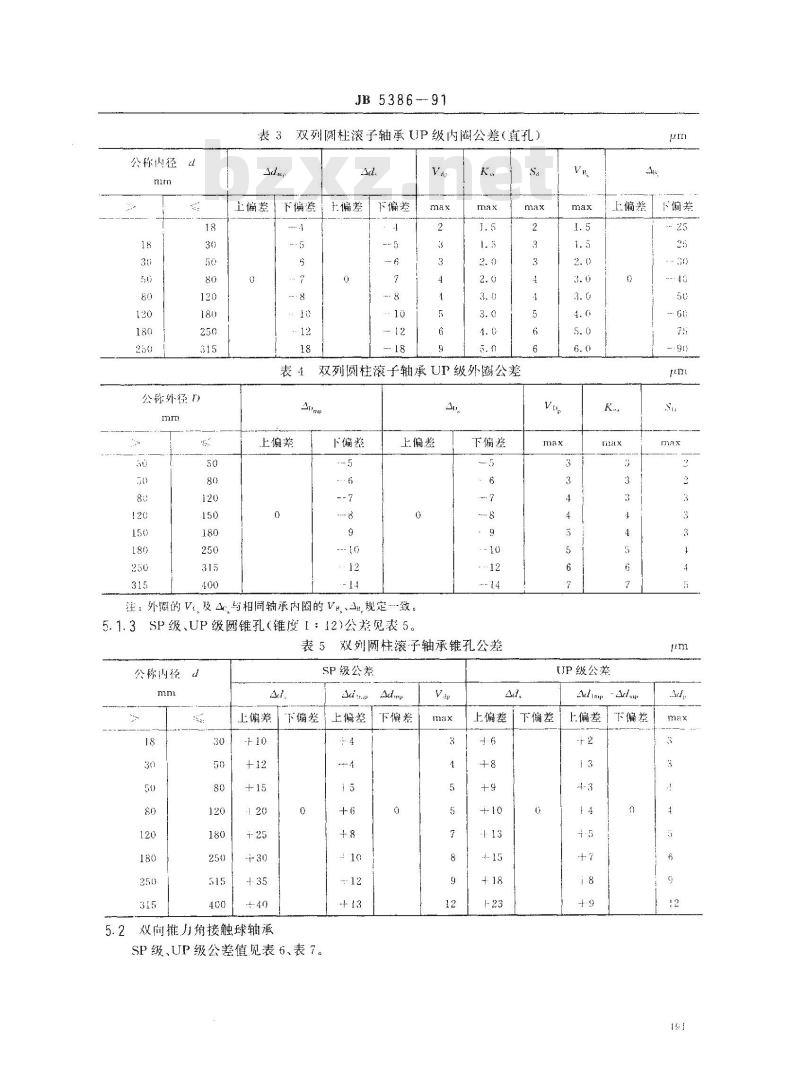 JB 5386-1991 机床主轴用精密滚动轴承补充技术条件