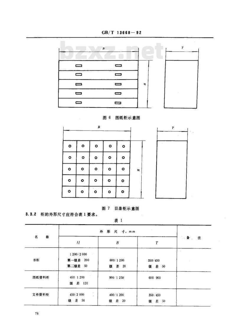 GB/T 13668-1992 钢制书柜 资料柜 通用技术条件