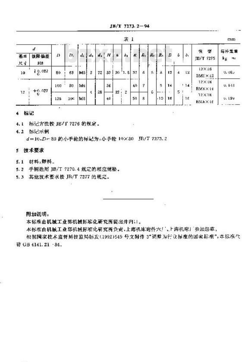JB/T 7273.2-1994 小手轮