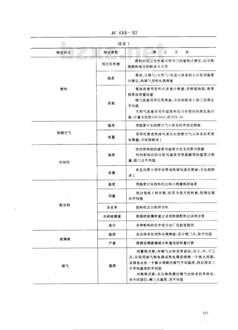 JC 488-1992 玻璃池窑热平衡测定与计算方法