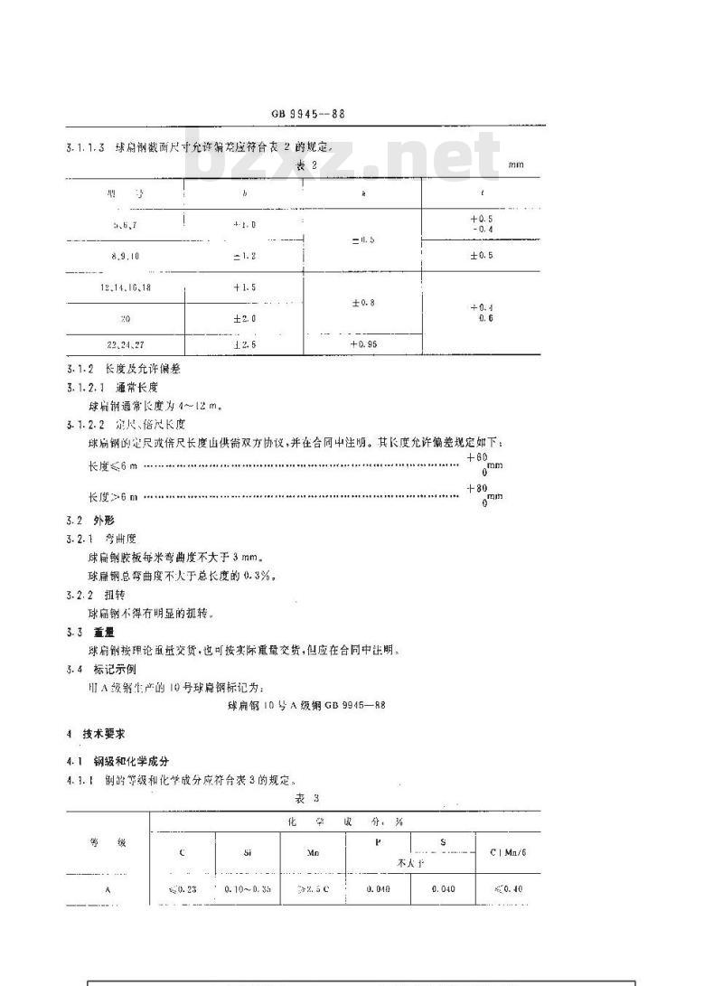 GB/T 9945-1988 造船用球扁钢
